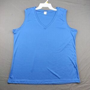 Sport-Tek Tank Top Womens 3XL Blue V-Neck Sleeveless Polyester Athletic Top